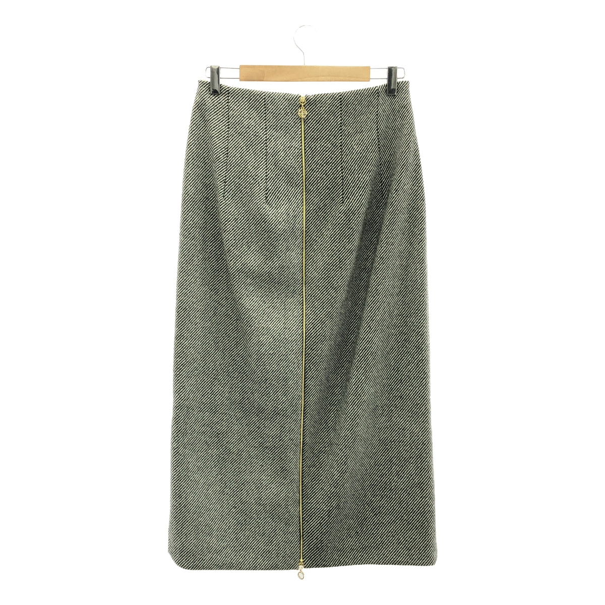 [New] PATOU | Wool Textured Zip-Back Midi Pencil Skirt | Size 38 | Grey | Women's