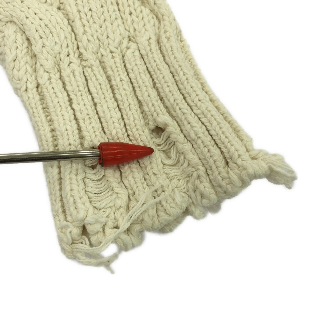 DENIMIST / デニミスト | コットン ダメージ加工 ケーブルニット | M | エクリュ | レディース