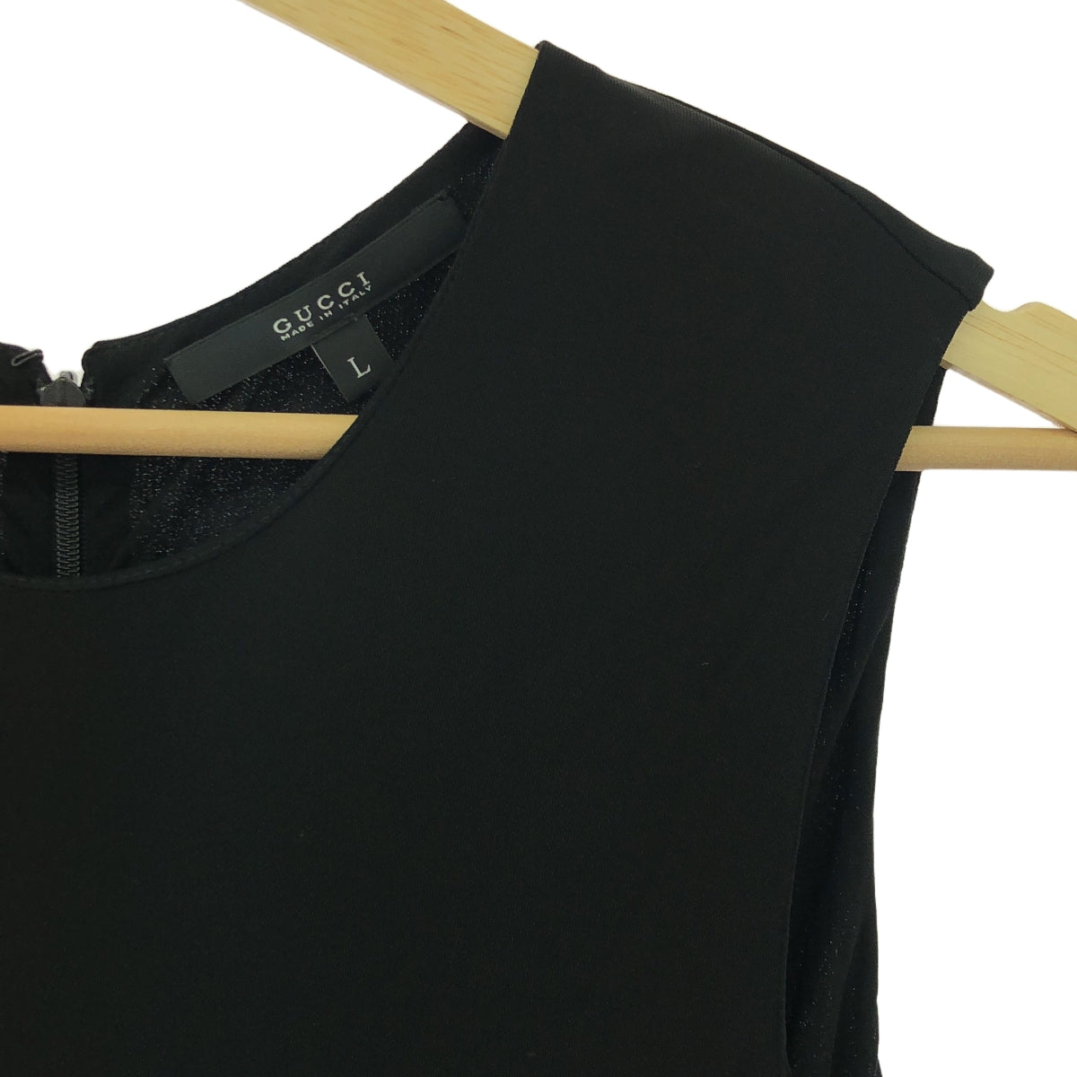 GUCCI / 구찌 | 민소매 허리 개더 원피스 | 40 | 블랙 | 여성