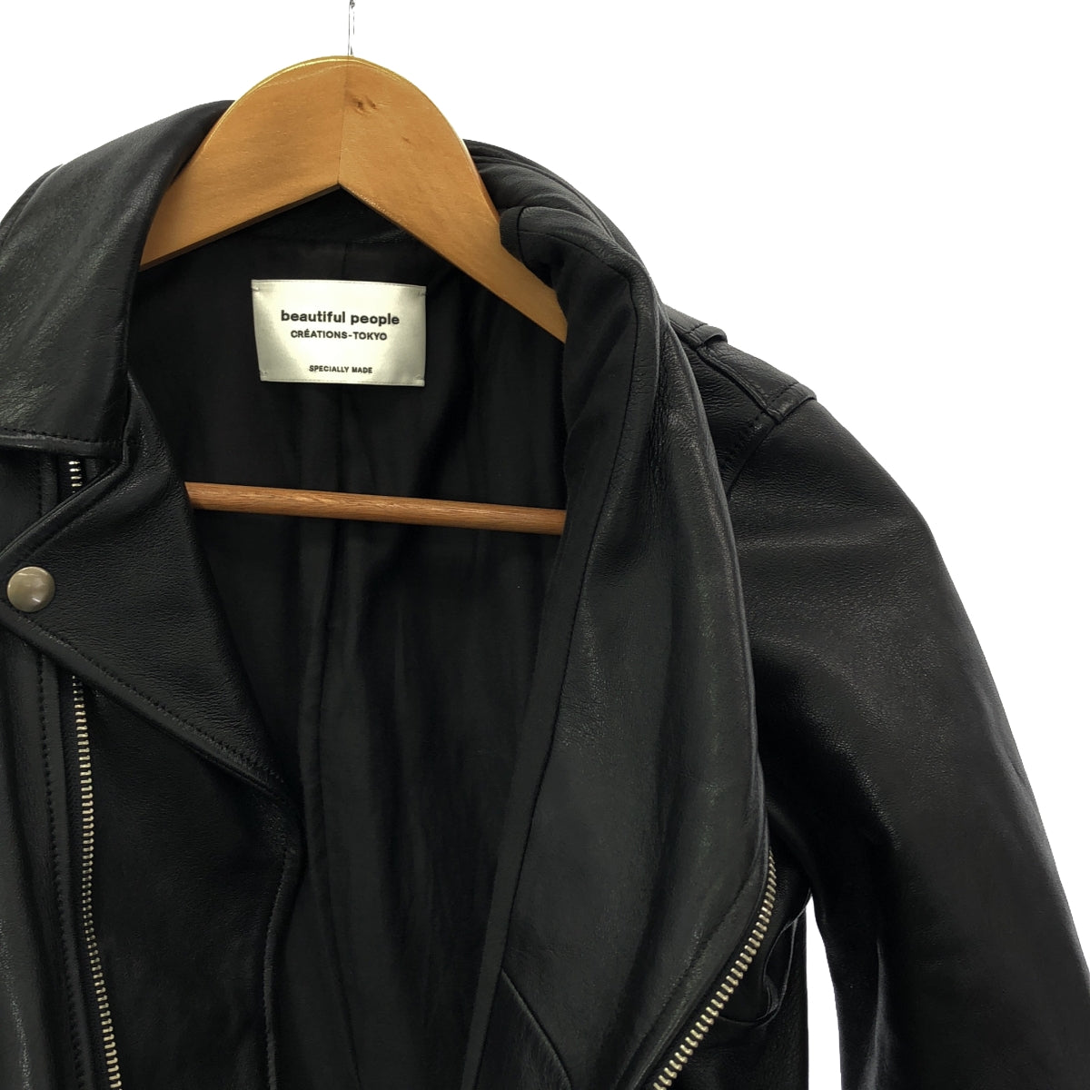 beautiful people / 뷰티풀 피플 | vintage leather riders jacket 빈티지 가공 램 가죽 더블 라이더스 재킷 | 150 | 블랙 |