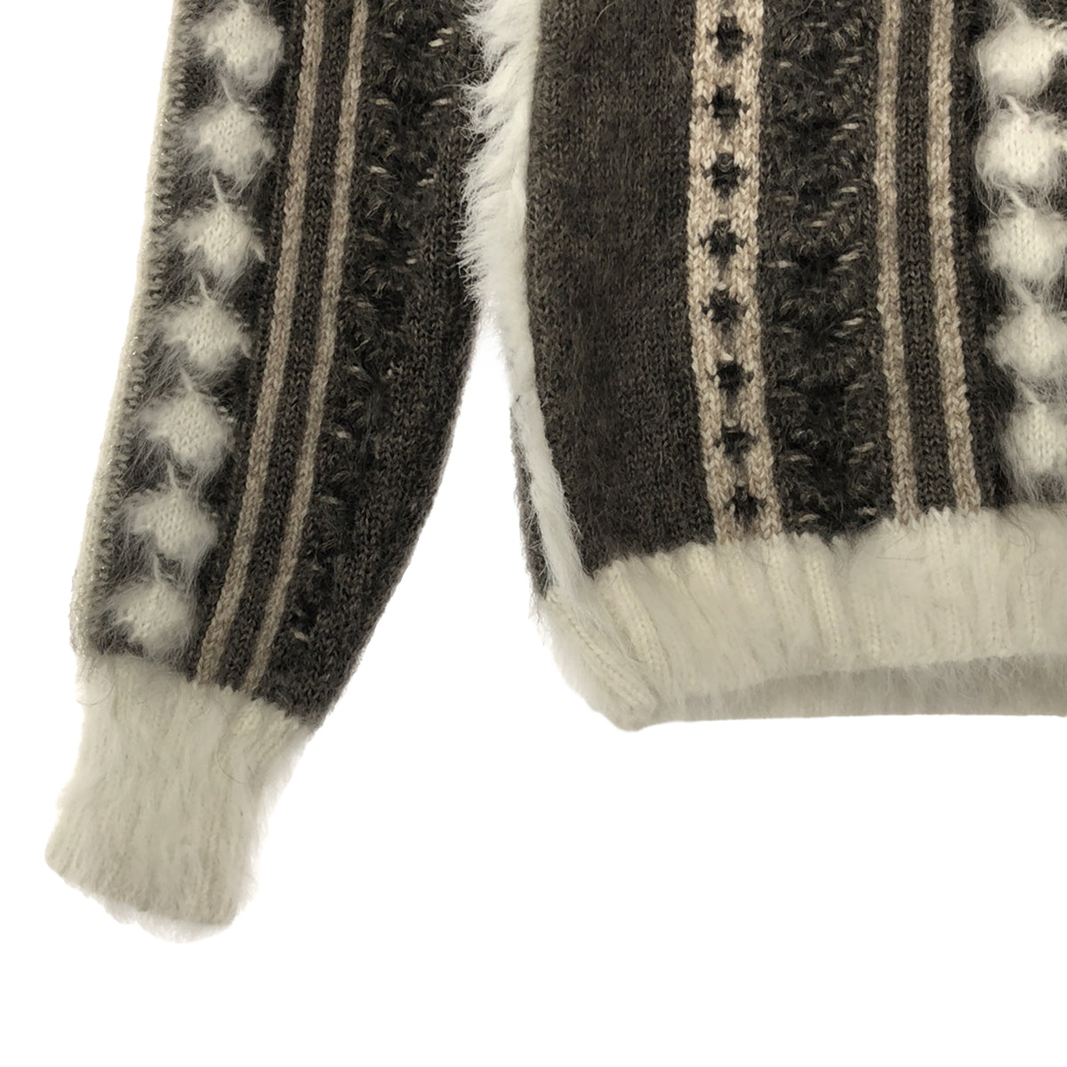 【美品】  CHANEL / シャネル | アンゴラ モヘア カシミヤ 総柄 ジップアップニット カーディガン ジャケット | 36 | グレー | レディース