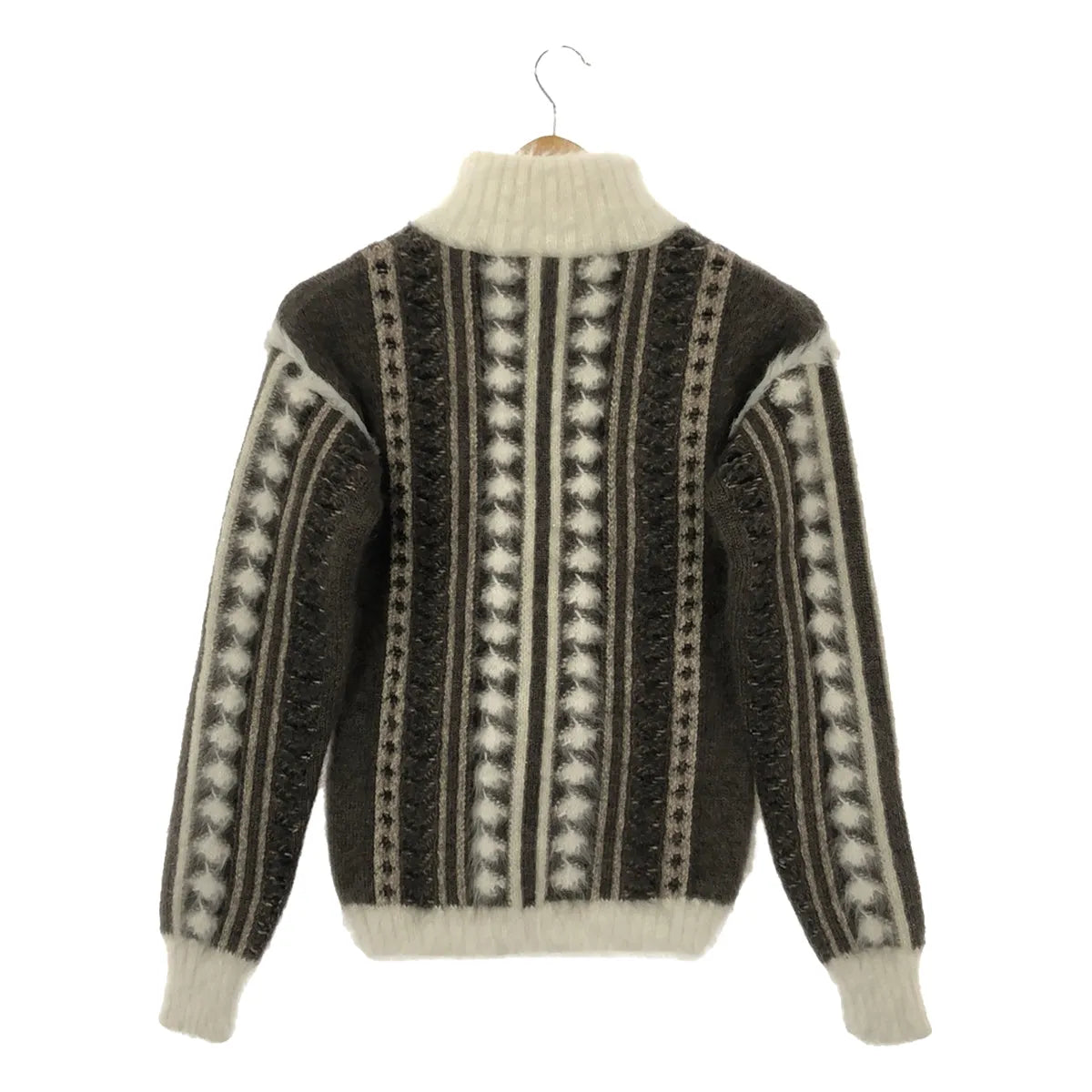 [狀況良好] 香奈兒 |安哥拉馬海毛羊絨全身印花拉鍊針織開襟衫夾克 |尺寸 36 |灰色 |女性的