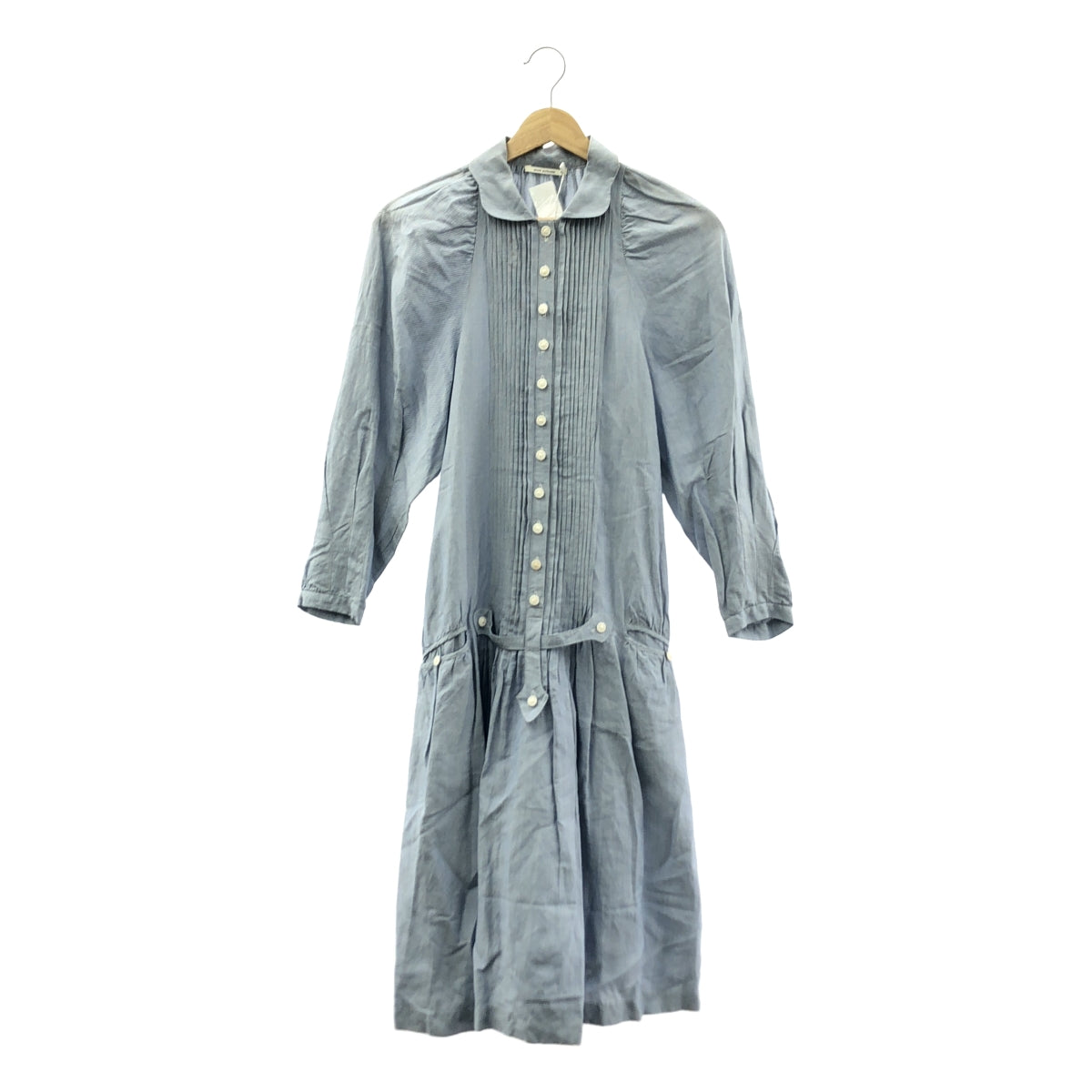 mina perhonen / ミナペルホネン | comfy シルク コットン ストライプ ピンタック シャツワンピース | 36 | レディース