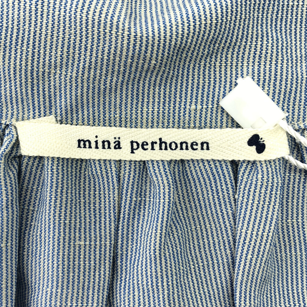 mina perhonen / ミナペルホネン | comfy シルク コットン ストライプ ピンタック シャツワンピース | 36 | レディース