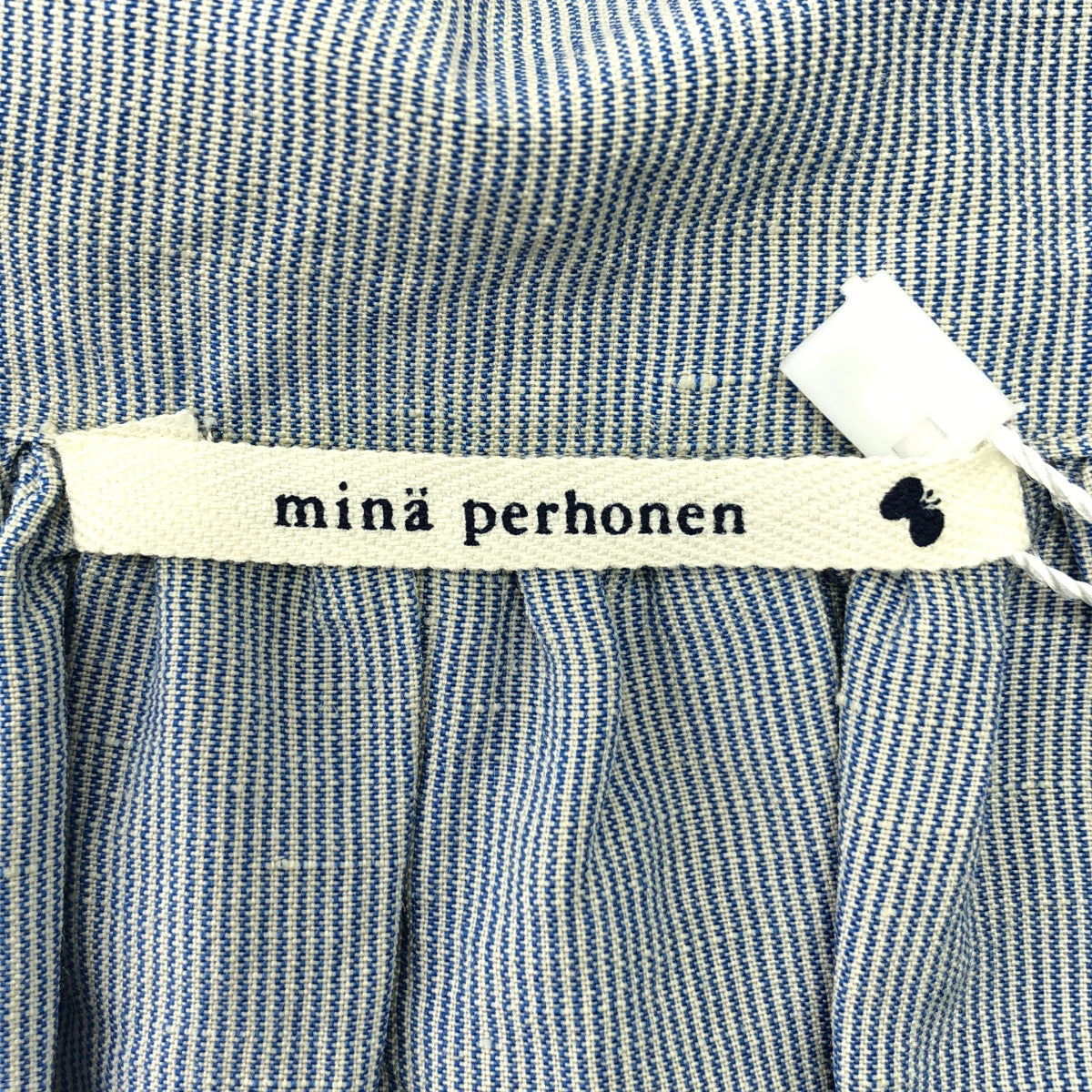 mina perhonen / ミナペルホネン | comfy シルク コットン ストライプ ピンタック シャツワンピース | 36 | レディース