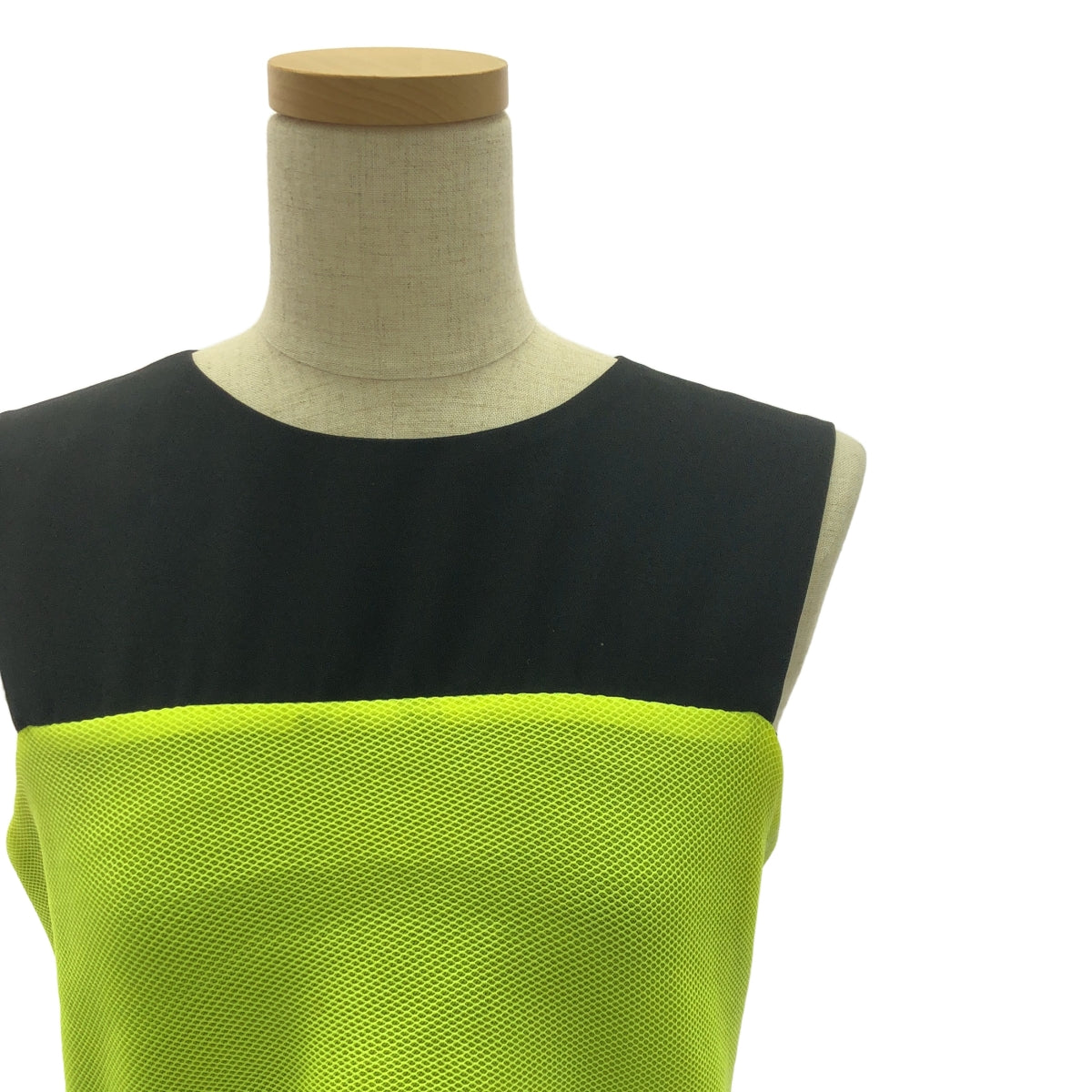 YOHJI YAMAMOTO +NOIR / 요우지야마모토프리스노아르 | 다른 소재 전환 민소매 원피스 | 3 | 블랙 / 옐로우 | 여성