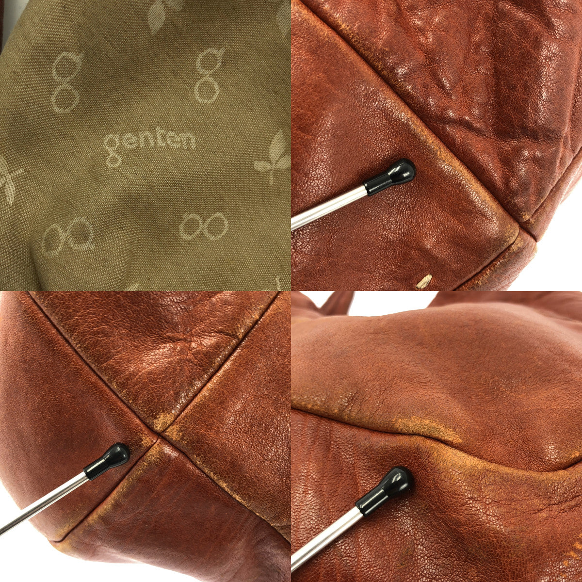 genten / ゲンテン | レザー ロゴ ハンド トートバッグ / ロゴ総裏地 |