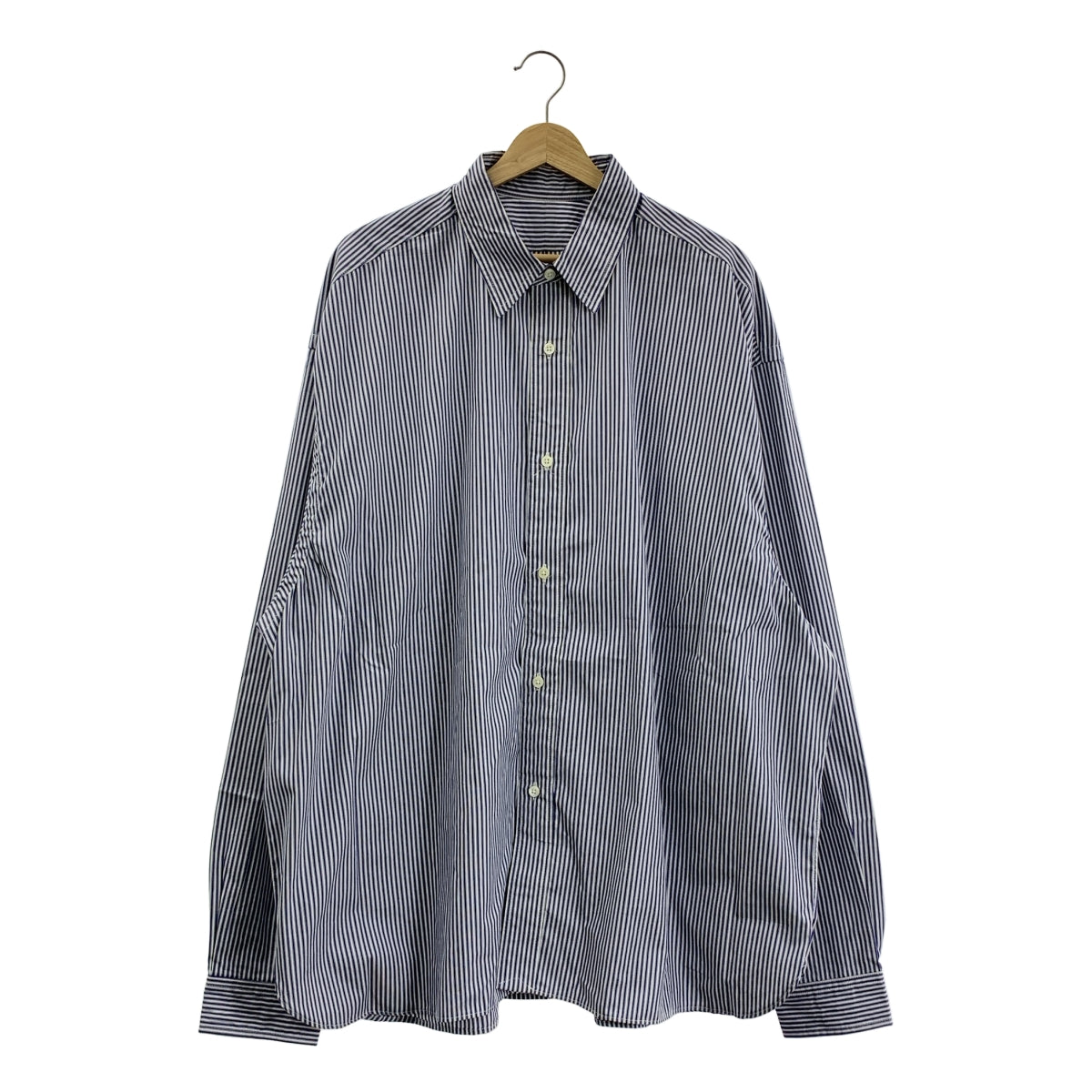 【미품】 Sillage / 시어지 | 코튼 스트라이프 오버 사이즈 셔츠 | F | 블루 | 남성