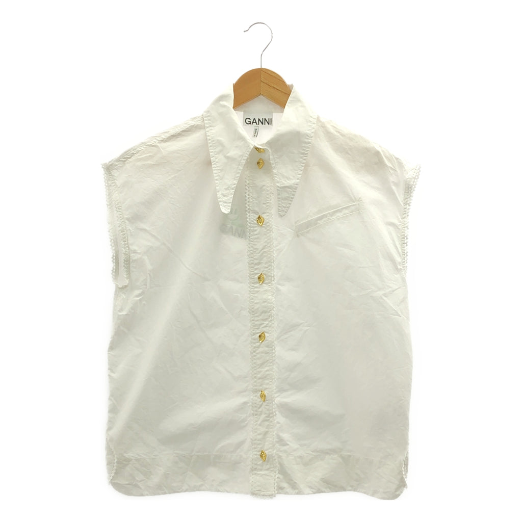 Ganni / ガニー | レース コットン ノースリーブ シャツ | 34 | レディース