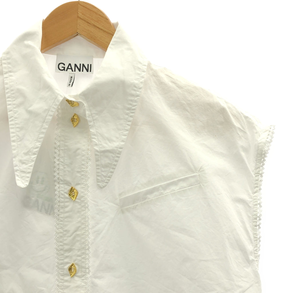 Ganni / ガニー | レース コットン ノースリーブ シャツ | 34 | レディース