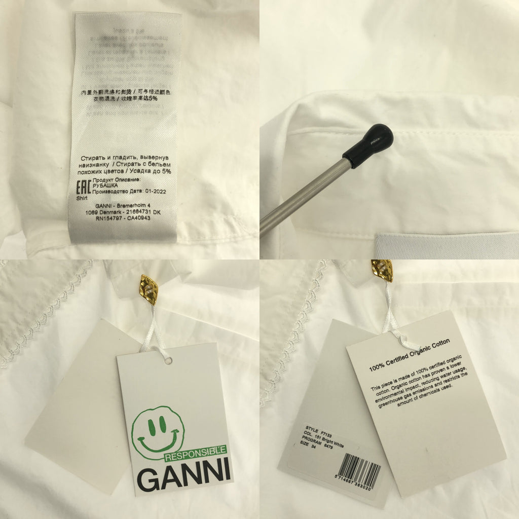 Ganni / ガニー | レース コットン ノースリーブ シャツ | 34 | レディース