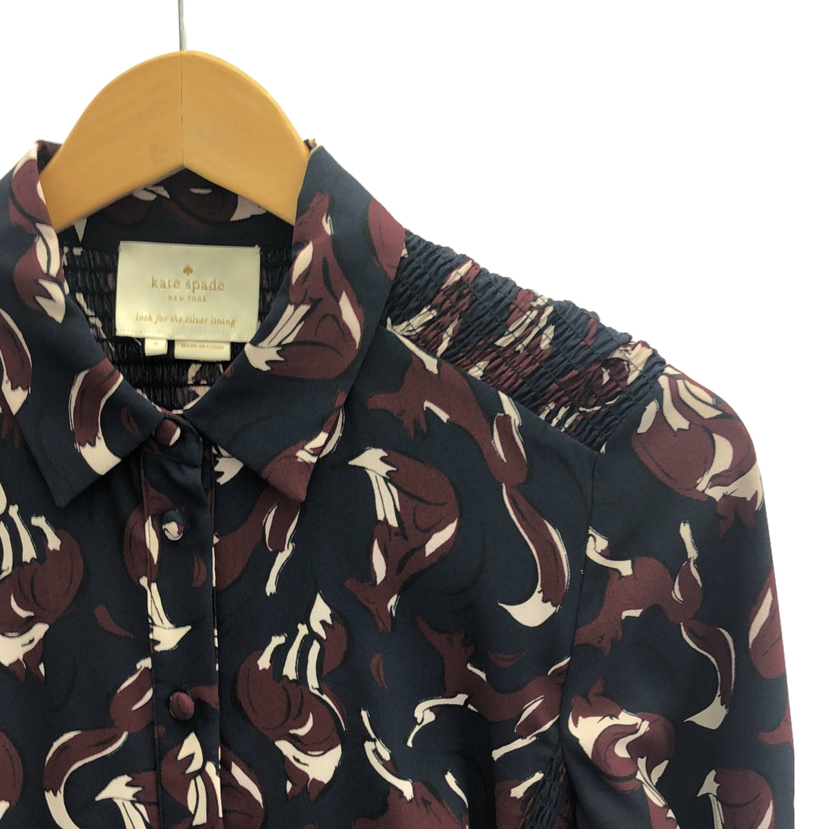 KATE SPADE | Fox print shirt dress | 4 | Navy/Burgundy | Women's