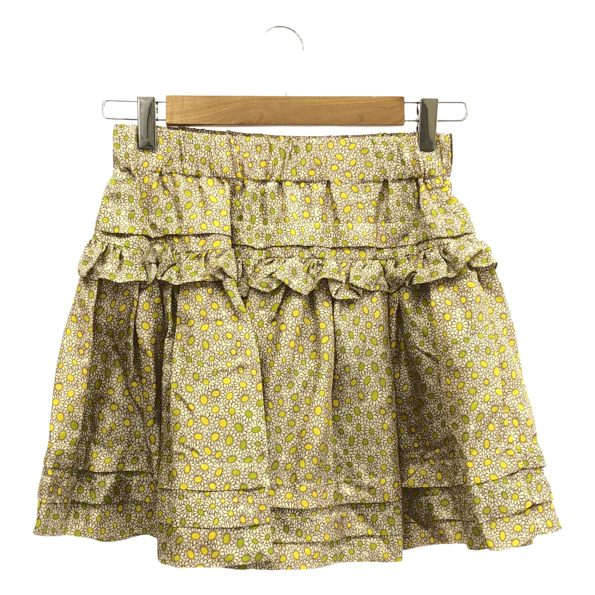 【新品】  RED VALENTINO / レッドヴァレンティノ | シルク フラワー プリント フリル スカート | 40 | イエロー系 | レディース