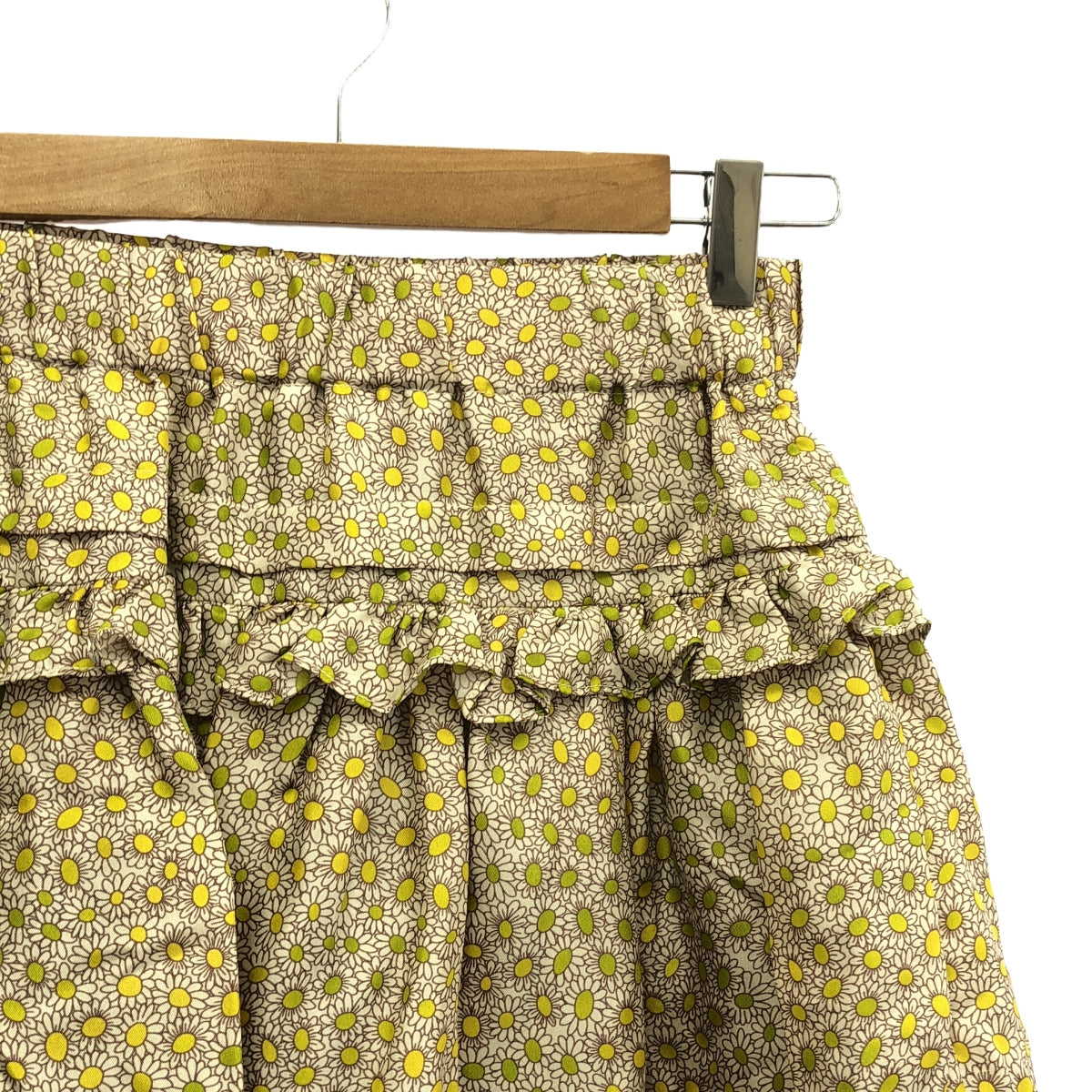 【新品】  RED VALENTINO / レッドヴァレンティノ | シルク フラワー プリント フリル スカート | 40 | イエロー系 | レディース