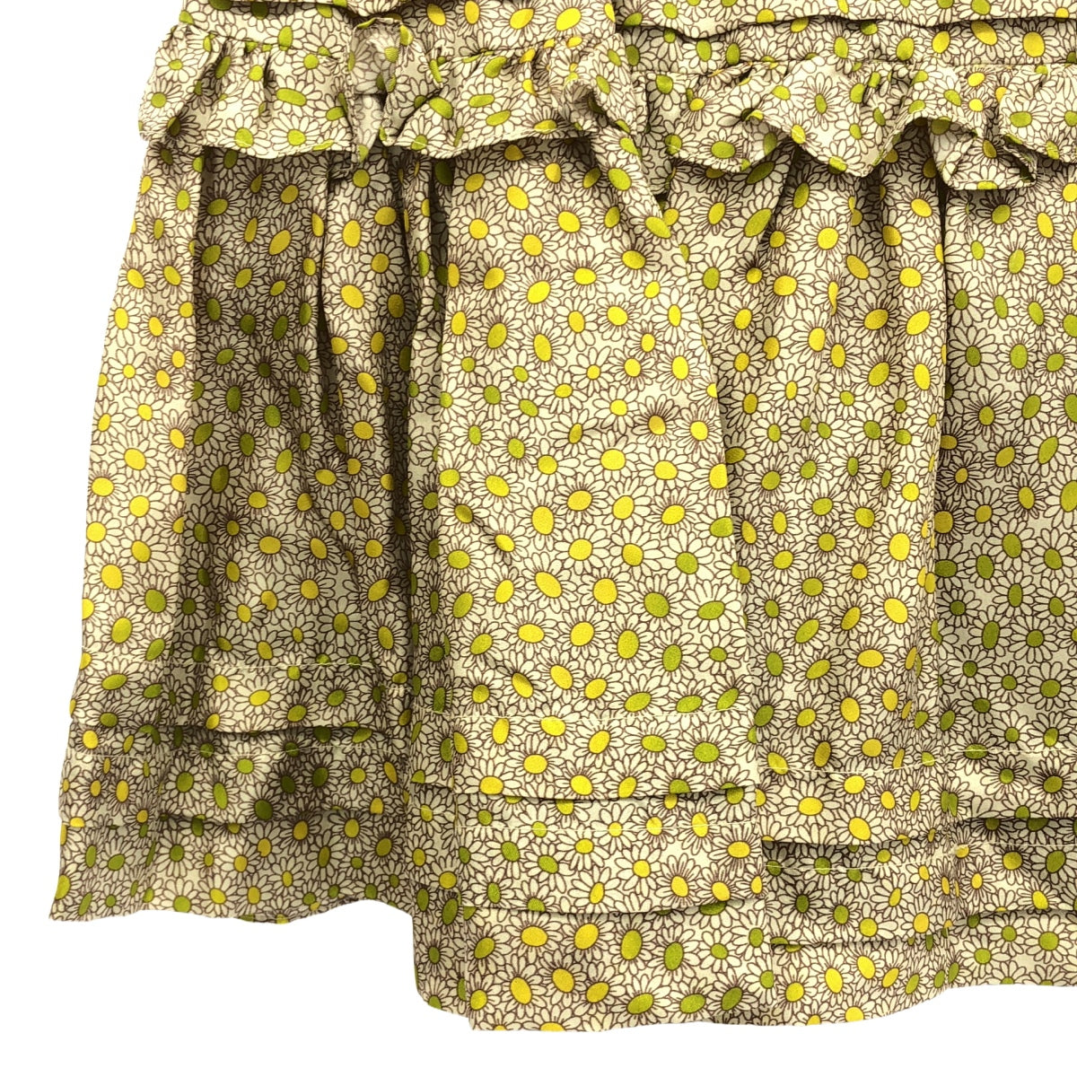 【新品】  RED VALENTINO / レッドヴァレンティノ | シルク フラワー プリント フリル スカート | 40 | イエロー系 | レディース