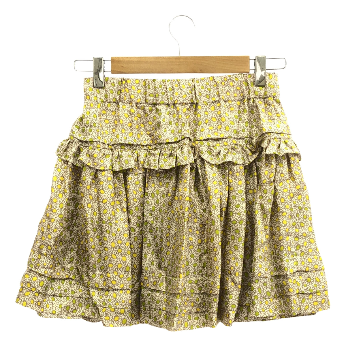 【新品】  RED VALENTINO / レッドヴァレンティノ | シルク フラワー プリント フリル スカート | 40 | イエロー系 | レディース