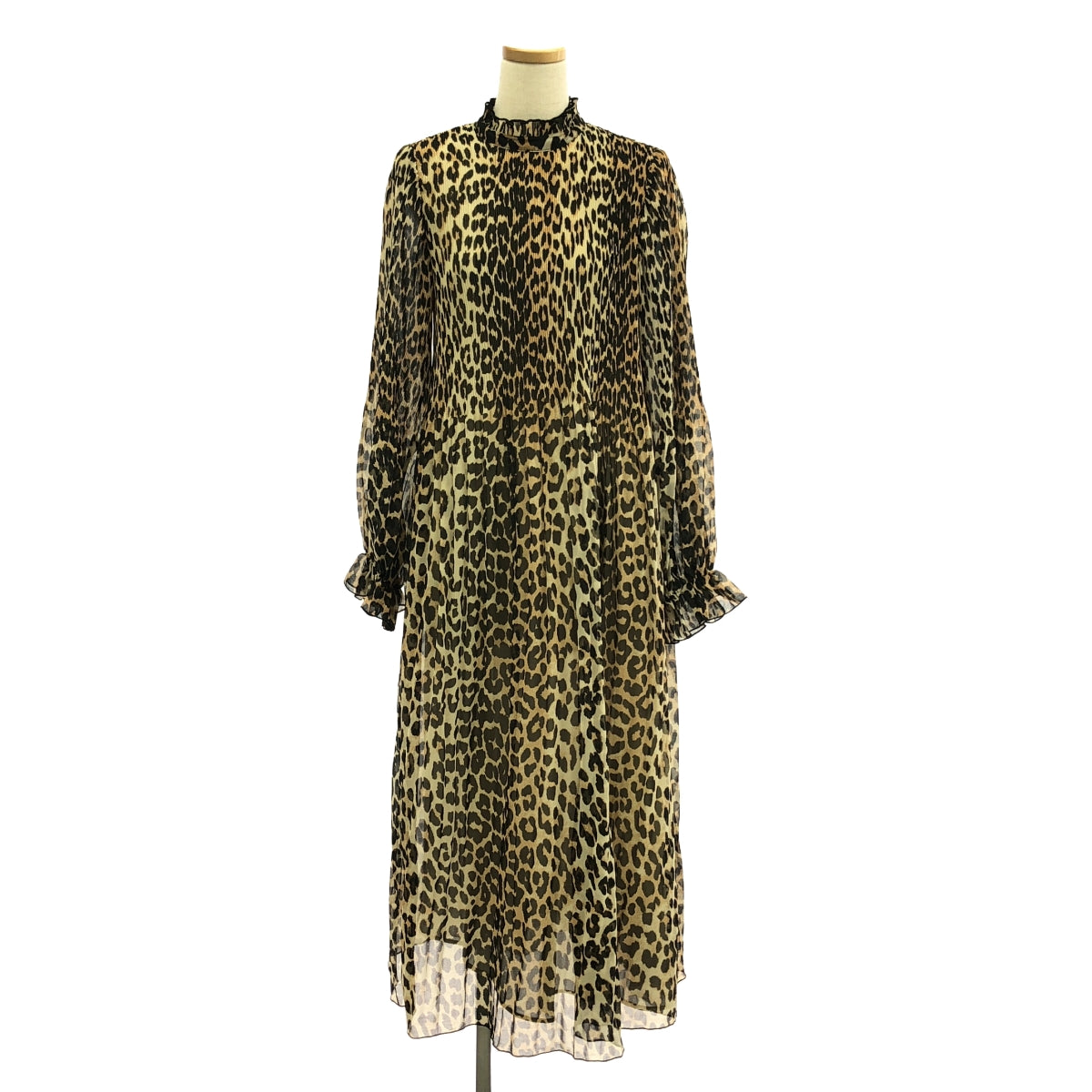 Ganni | Leopard Pleated Chiffon Dress | 34 | Women's