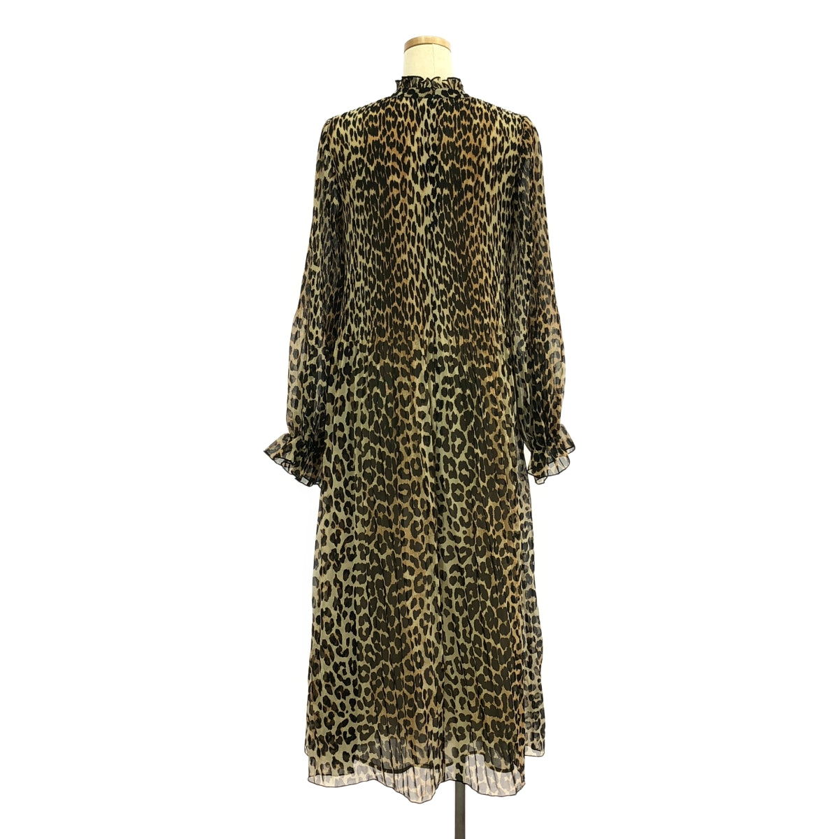 Ganni | Leopard Pleated Chiffon Dress | 34 | Women's