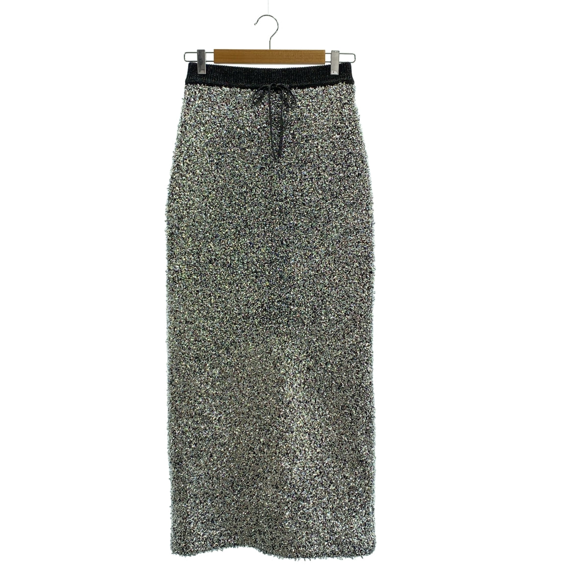 NOUNLESS / 나운리스 | 반짝이 테이프 털실 니트 스커트 | 2 | 블랙 / 실버 | 여성