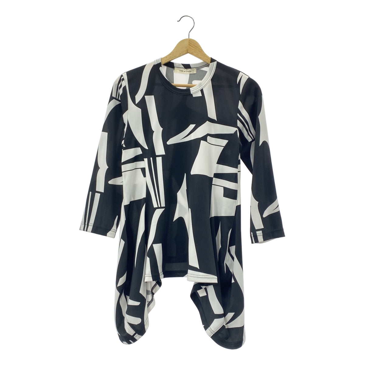 [近新] COMME des GARÇONS | 2022 秋冬 | 聚酯全印花不對稱上衣 | 白色/黑色 | 女款