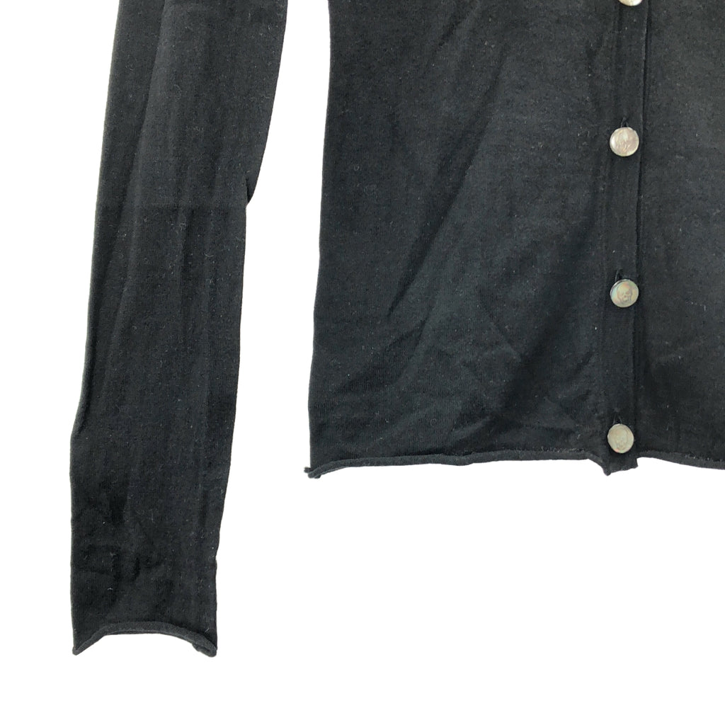 lucien pellat-finet / ルシアンペラフィネ | コットン カシミヤ ワンポイント刺しゅう Vネック ニットカーディガン | S | ブラック | レディース