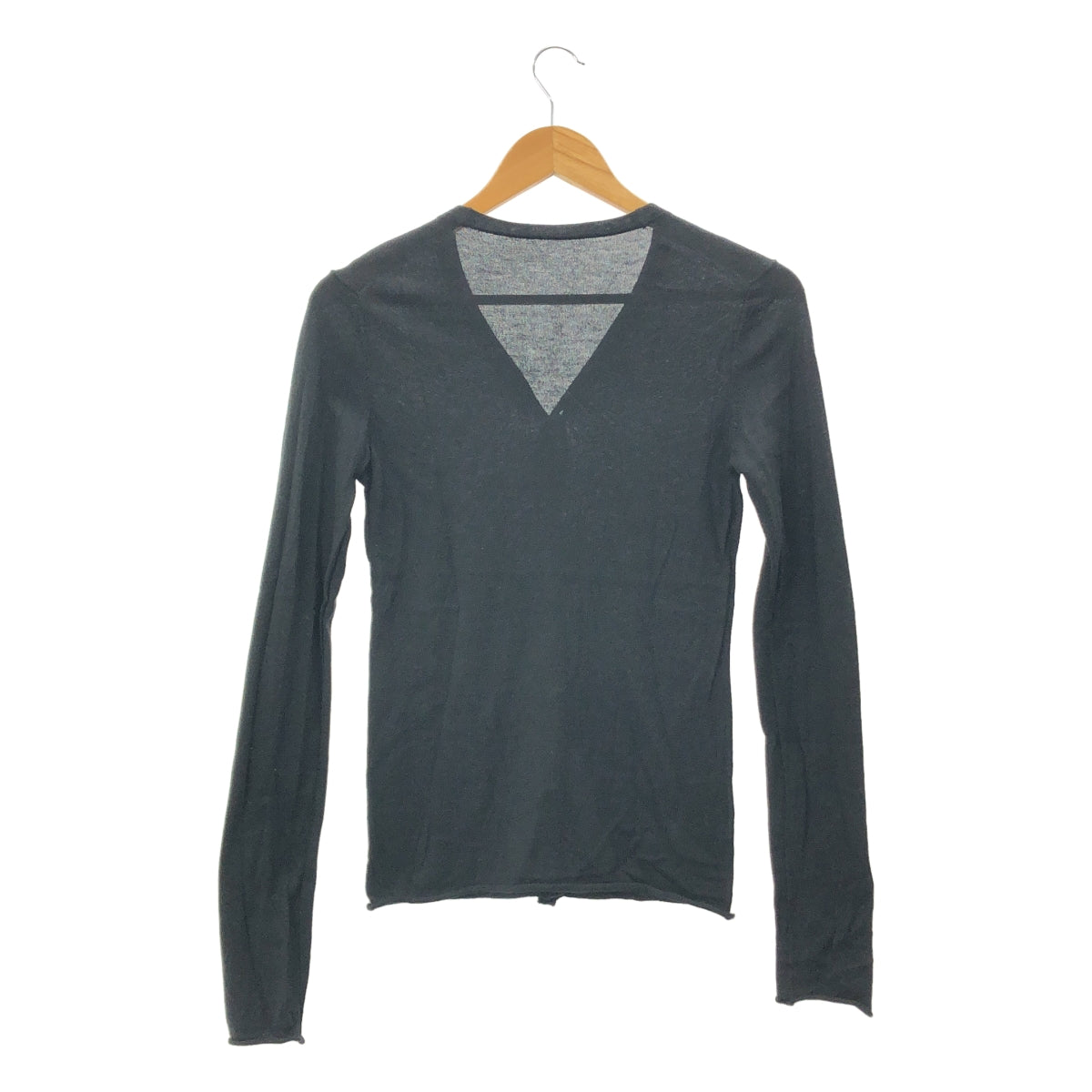 lucien pellat-finet / ルシアンペラフィネ | コットン カシミヤ ワンポイント刺しゅう Vネック ニットカーディガン | S | ブラック | レディース