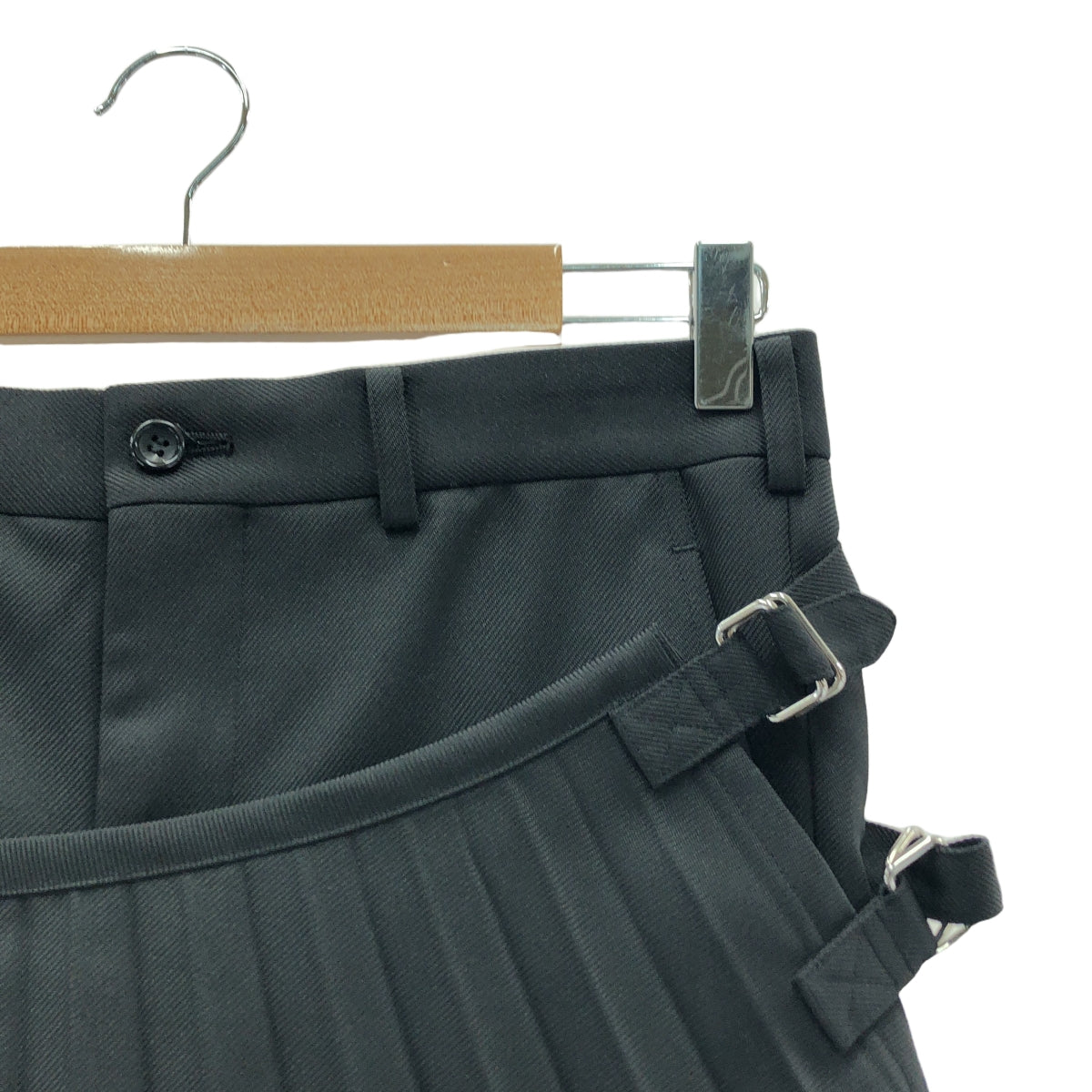 【美品】  COMME des GARCONS HOMME PLUS / コムデギャルソンオムプリュス | 2024AW | ポリエステル プリーツスカート ドッキング パンツ | XS | ブラック | メンズ