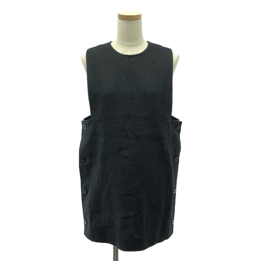 HYKE / ハイク | 2023SS | linen long vest リネン ロングベスト | 2 | ブラック | レディース