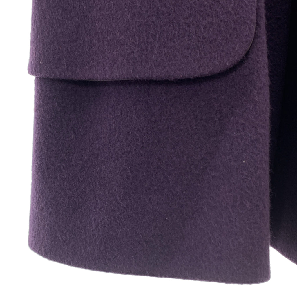 HERMES / エルメス | ヴィンテージ ウール レザー切替 チェスターコート | 40 | パープル | レディース