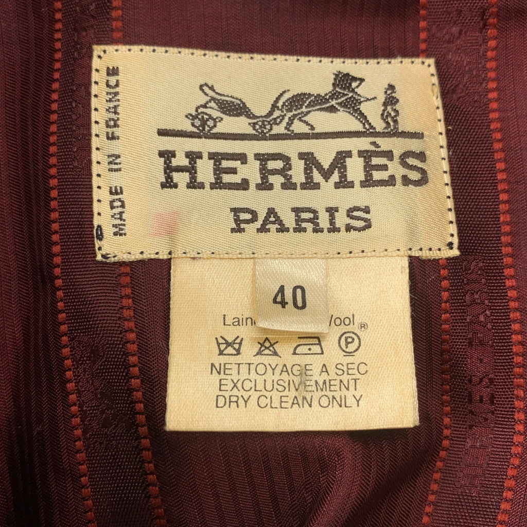 HERMES / エルメス | ヴィンテージ ウール レザー切替 チェスターコート | 40 | パープル | レディース