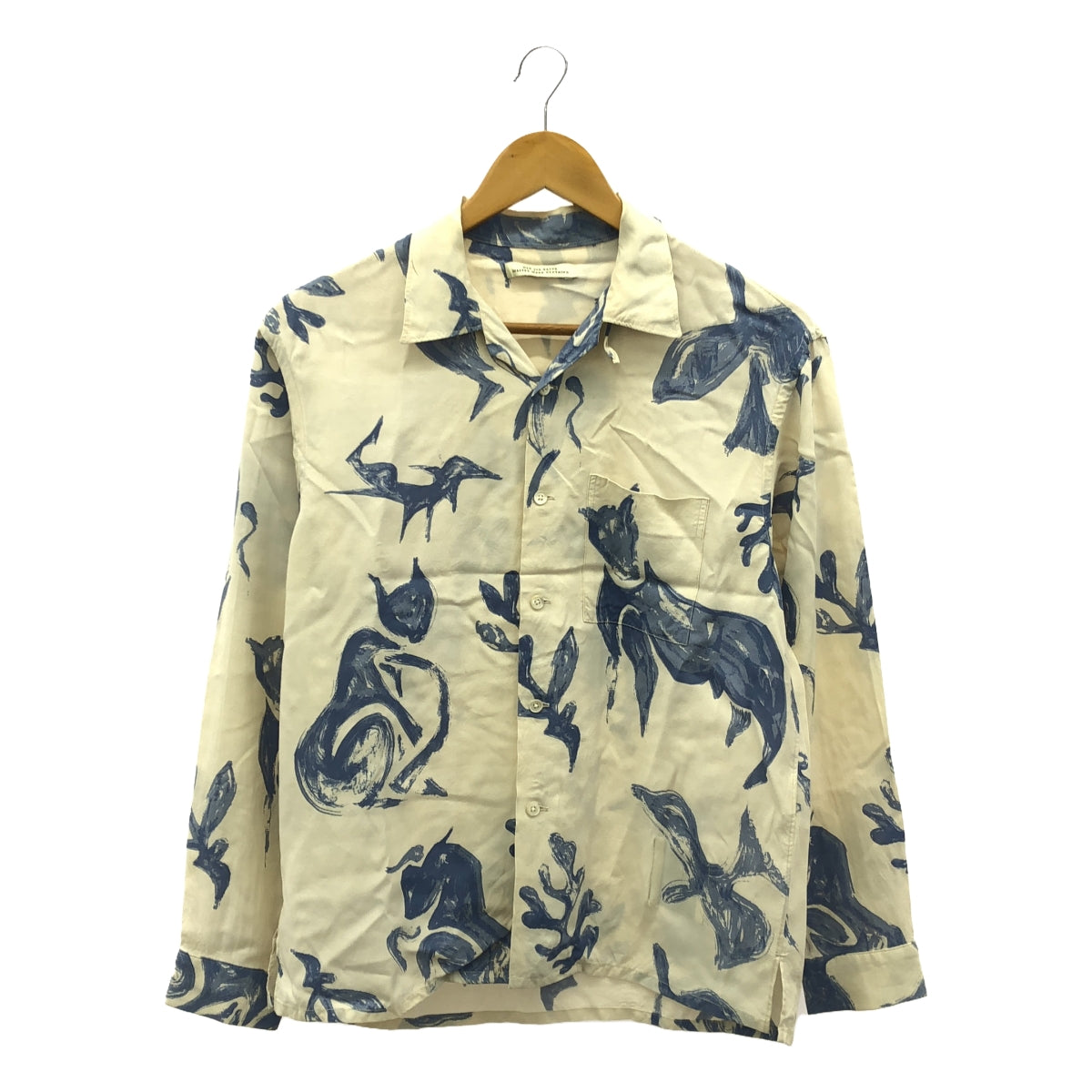 OLD JOE BRAND / オールドジョー | 2021SS | ORIGINAL PRINTED OPEN COLLAR SHIRTS (DRAWING) オープンカラー 総柄 シャツ | 14.5 | ベージュ / ブルー | メンズ