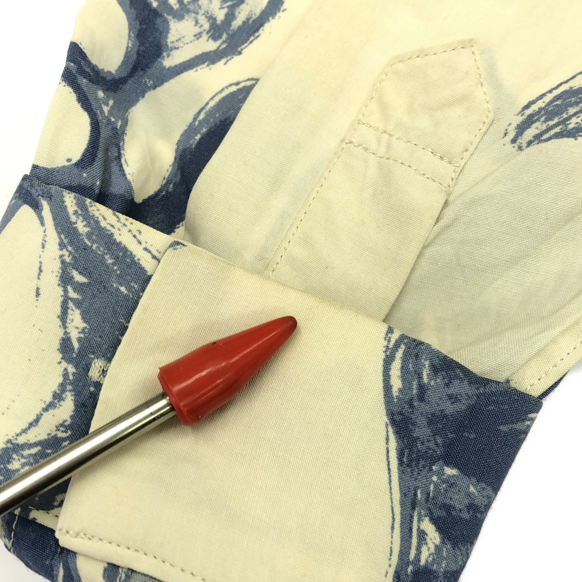 OLD JOE BRAND / 올드 조 | 2021SS | ORIGINAL PRINTED OPEN COLLAR SHIRTS (DRAWING) 오픈 컬러 총 무늬 셔츠 | 14.5 | 베이지 / 블루 |