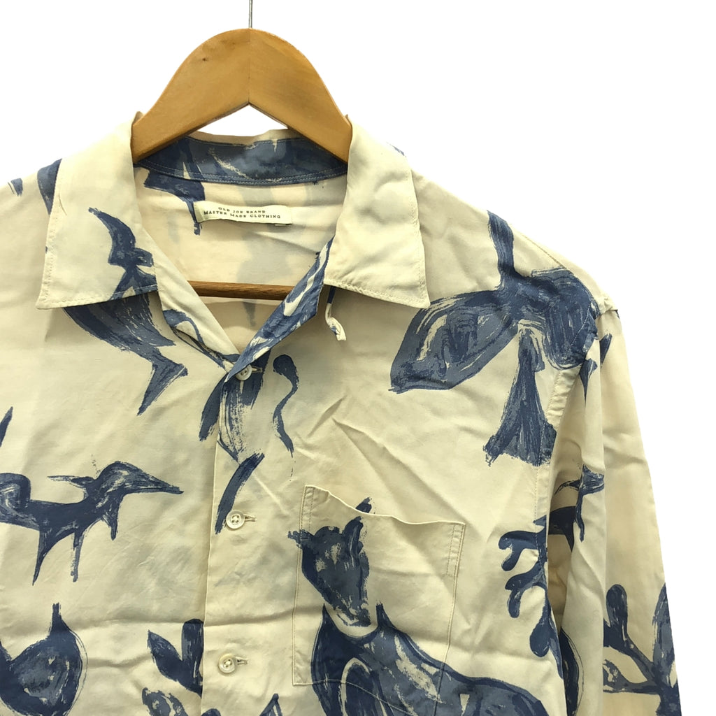 OLD JOE BRAND / オールドジョー | 2021SS | ORIGINAL PRINTED OPEN COLLAR SHIRTS (DRAWING) オープンカラー 総柄 シャツ | 14.5 | ベージュ / ブルー | メンズ