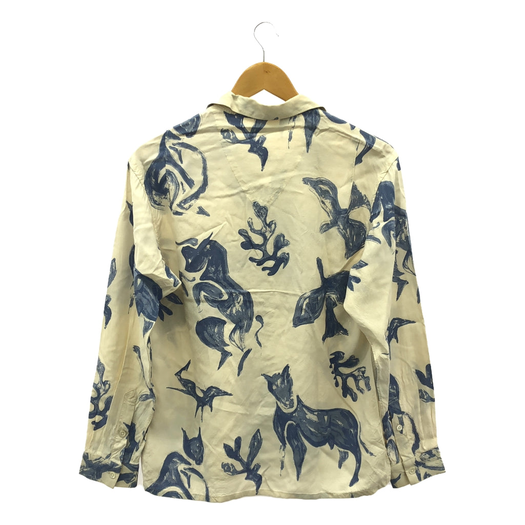 OLD JOE BRAND / オールドジョー | 2021SS | ORIGINAL PRINTED OPEN COLLAR SHIRTS (DRAWING) オープンカラー 総柄 シャツ | 14.5 | ベージュ / ブルー | メンズ