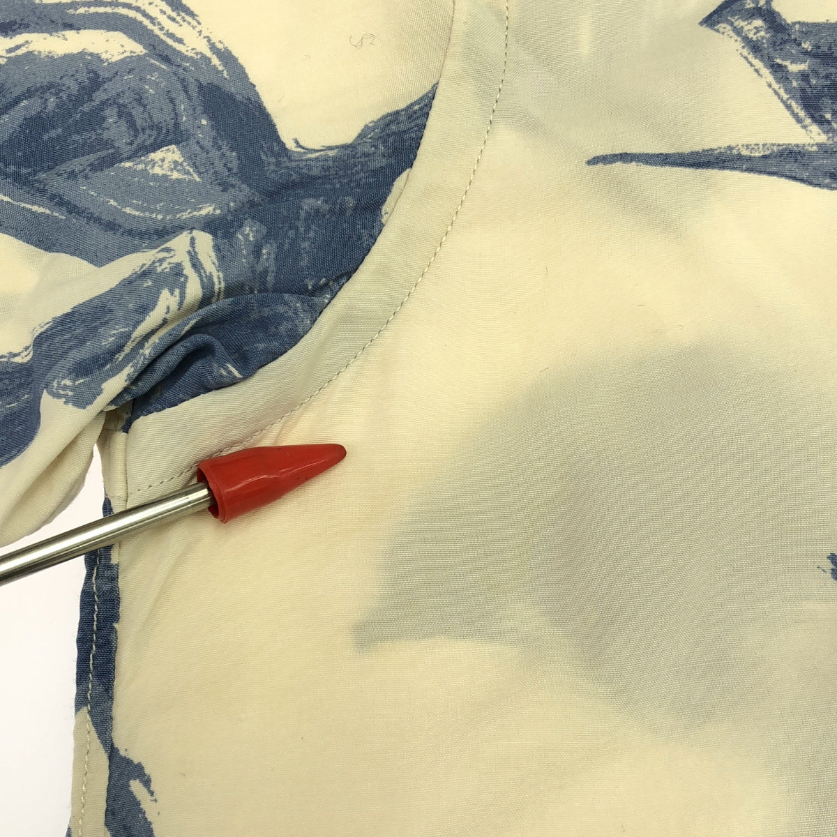 OLD JOE BRAND / 올드 조 | 2021SS | ORIGINAL PRINTED OPEN COLLAR SHIRTS (DRAWING) 오픈 컬러 총 무늬 셔츠 | 14.5 | 베이지 / 블루 |