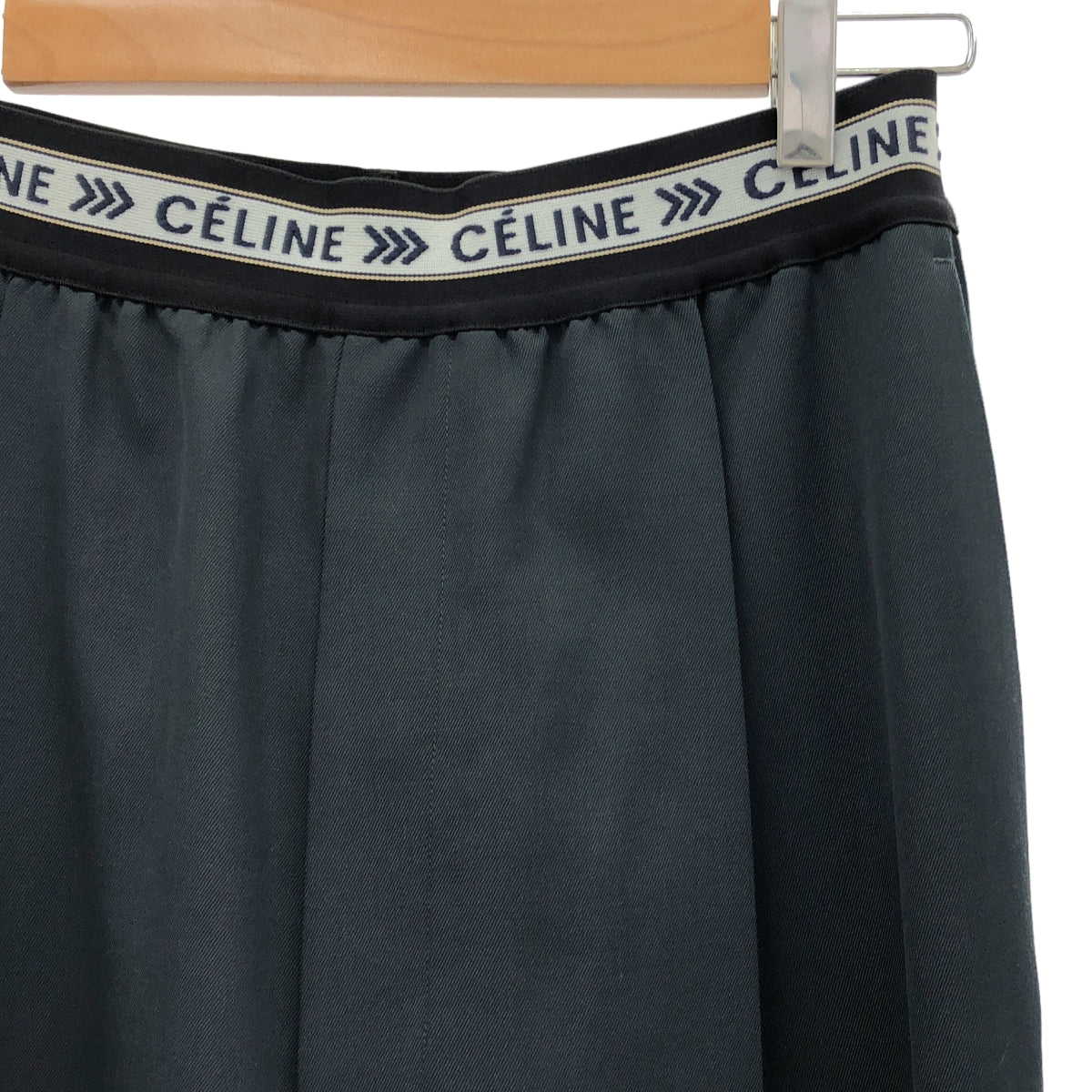 CELINE / セリーヌ | フィービー期 ウエストロゴ ワイドスラックス パンツ | 38 | ネイビー | レディース