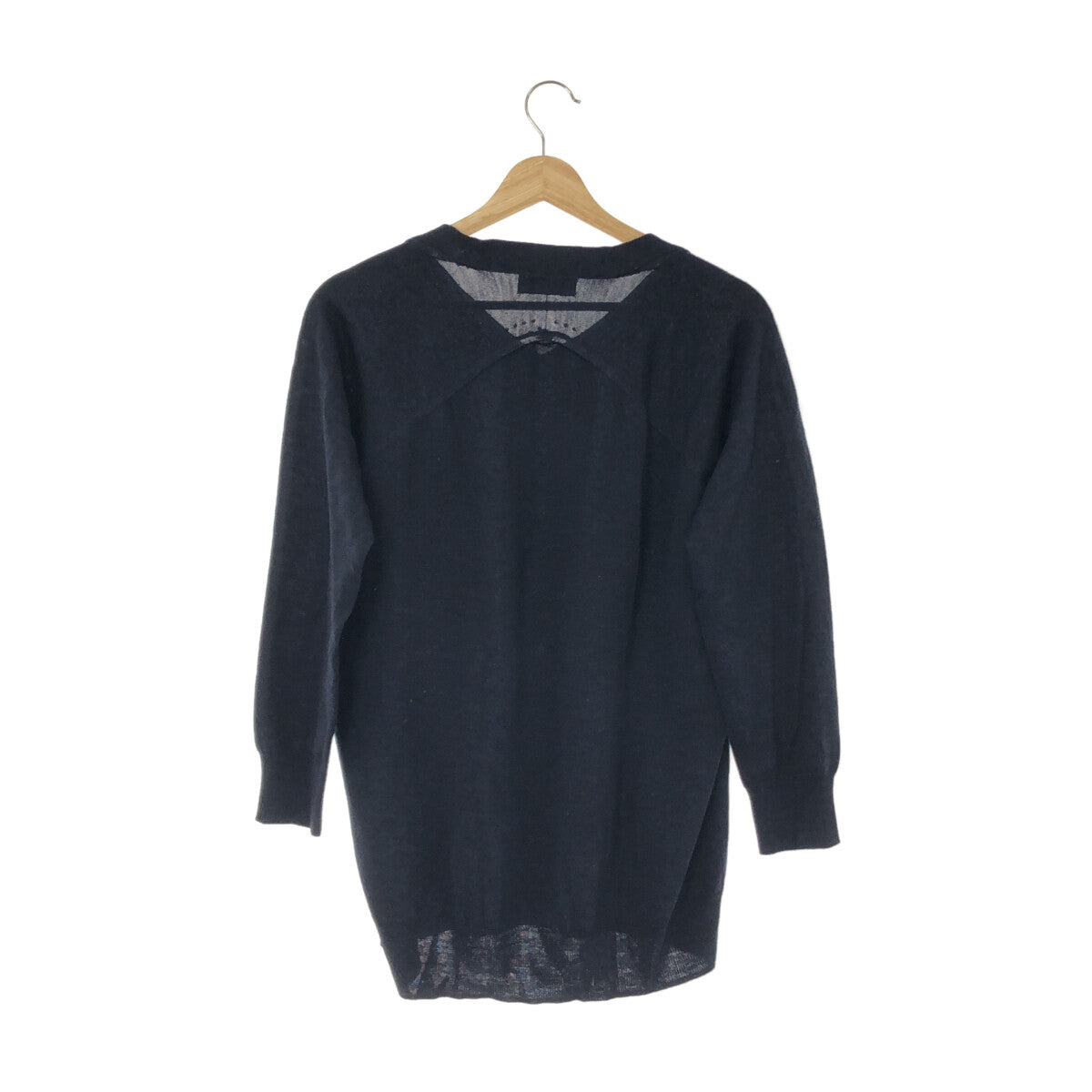 [Good Condition] CABANE de ZUCCa | V-neck Designer Shoulder Knit | M | Navy | Women's