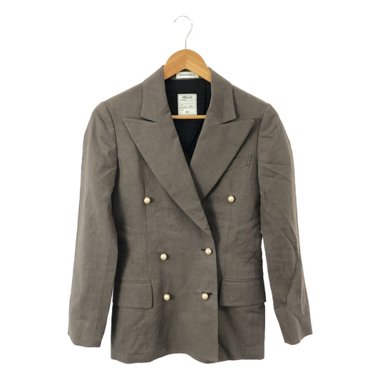 MADISON BLUE | Linen pearl button double-breasted jacket | 00 (XS) | Brown | Women's