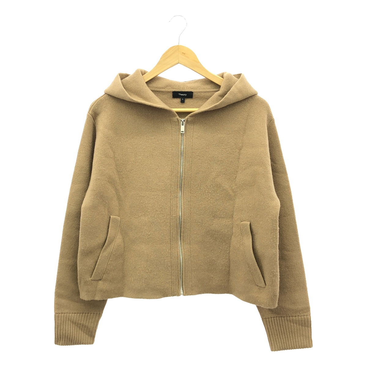 理論 | LANA CASH VARSITY 連帽針織派克大衣 | S |米色 |女性的