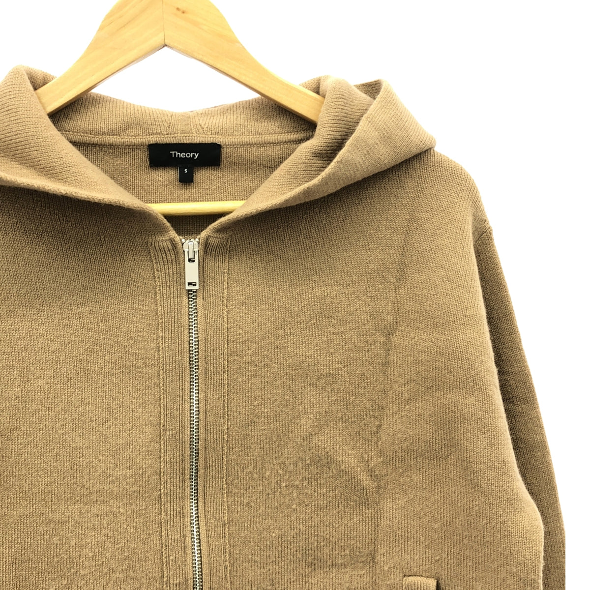 theory / セオリー | LANA CASH VARSITY HOODIE ニット パーカ | S | ベージュ | レディース theory / セオリー | LANA CASH VARSITY HOODIE ニット パーカ