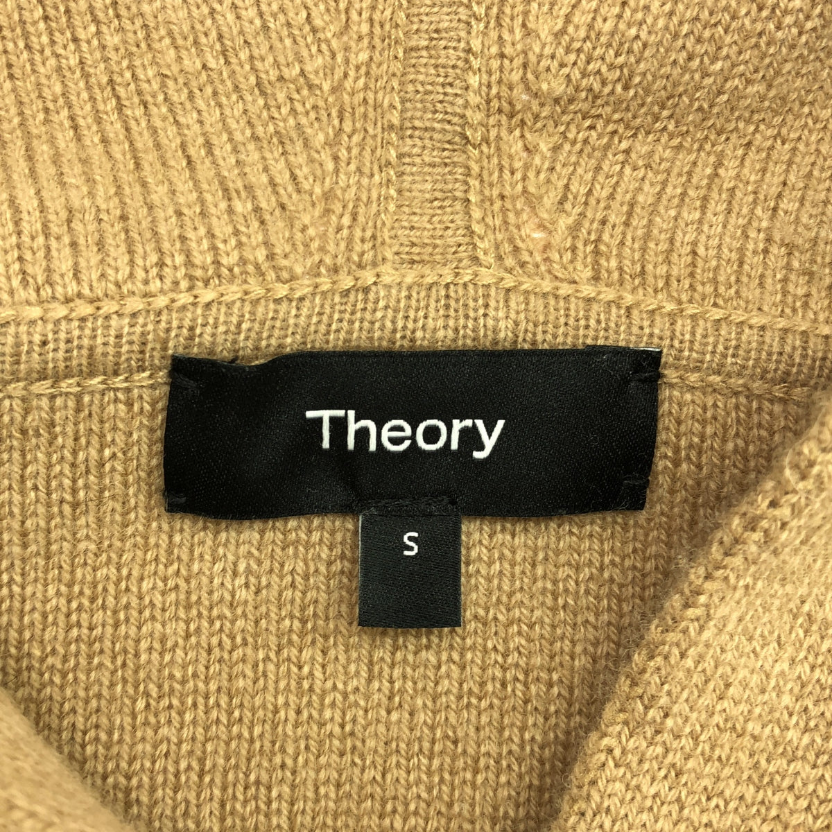 理論 | LANA CASH VARSITY 連帽針織派克大衣 | S |米色 |女性的