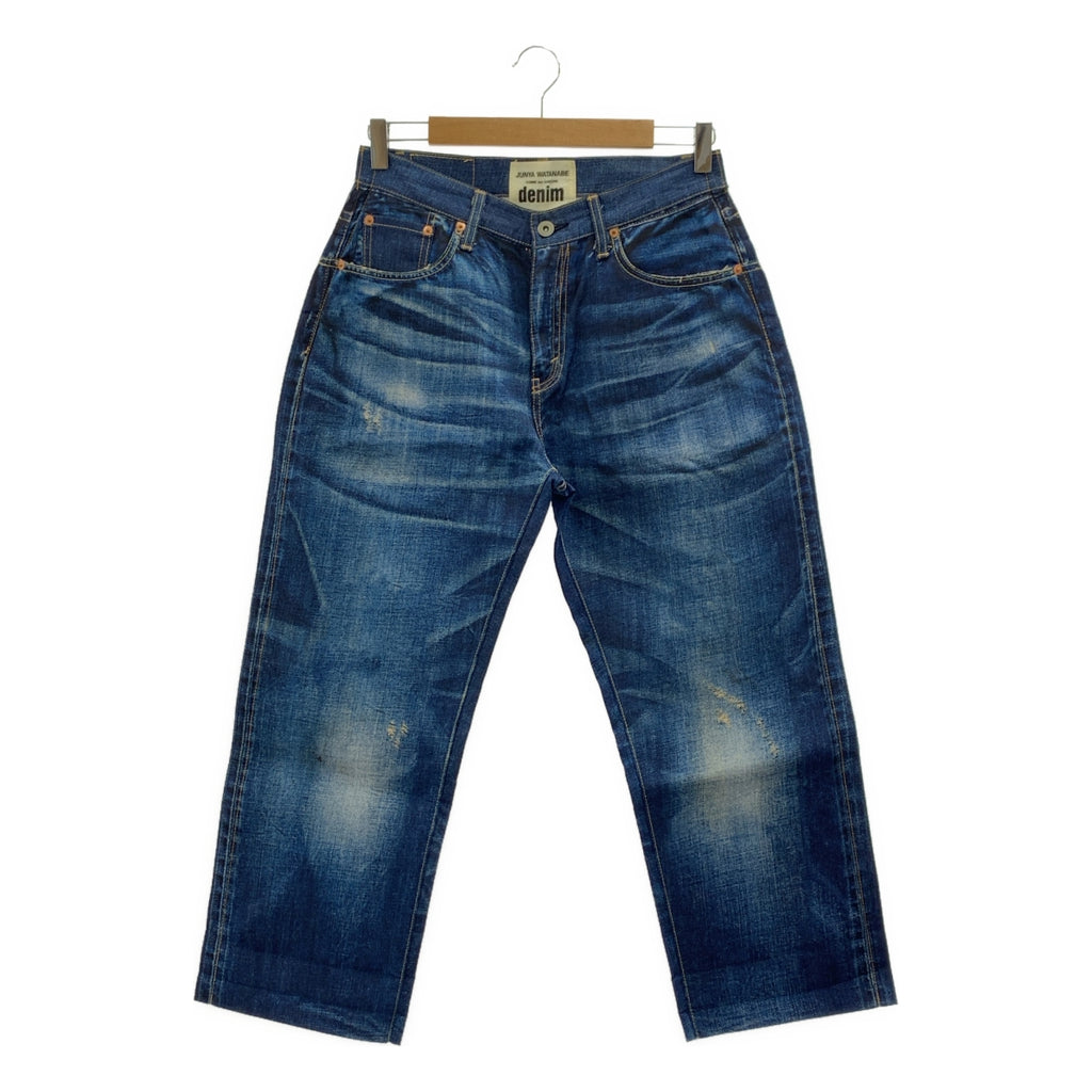JUNYA WATANABE COMME des GARCONS / 준야와타나베 | 2015SS | 로고 가죽 패치 전사 데님 프린트 팬츠 | XS |