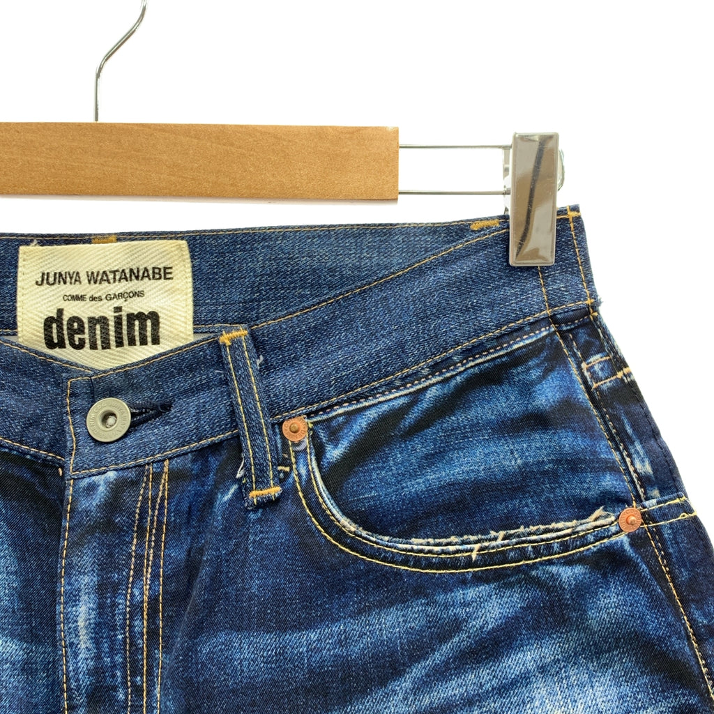 JUNYA WATANABE COMME des GARCONS / 준야와타나베 | 2015SS | 로고 가죽 패치 전사 데님 프린트 팬츠 | XS |