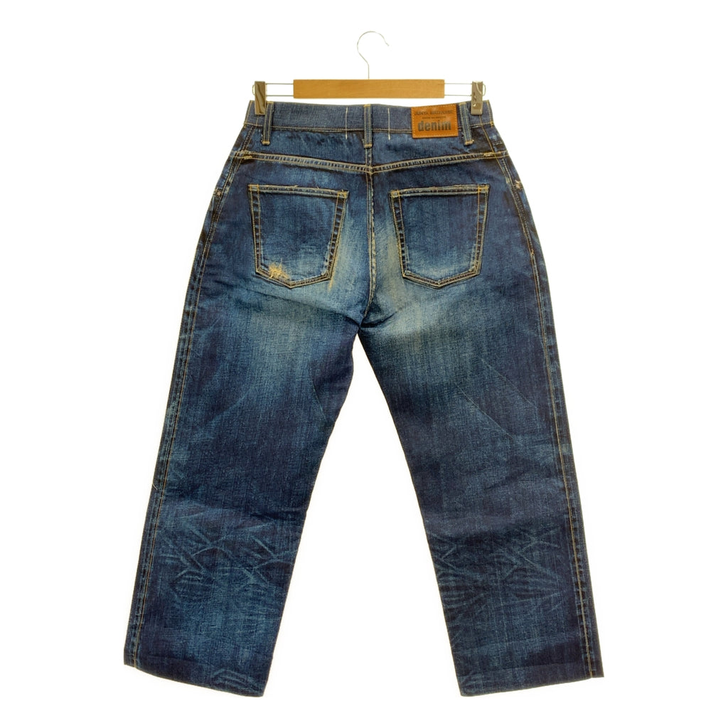 JUNYA WATANABE COMME des GARCONS / 준야와타나베 | 2015SS | 로고 가죽 패치 전사 데님 프린트 팬츠 | XS |