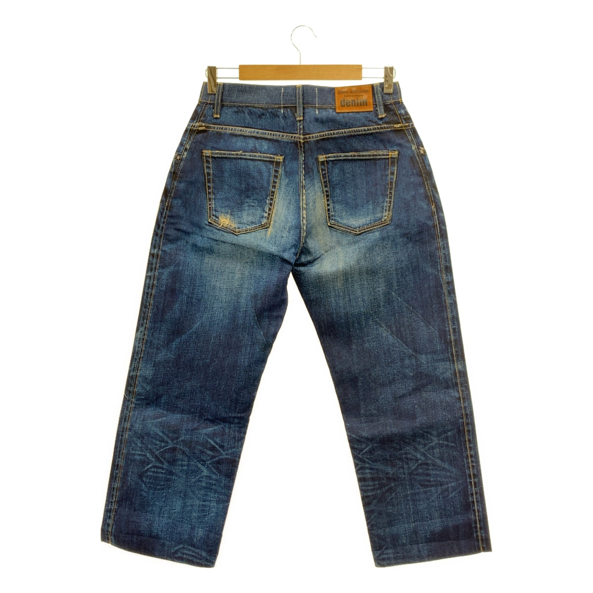 JUNYA WATANABE COMME des GARCONS / 준야와타나베 | 2015SS | 로고 가죽 패치 전사 데님 프린트 팬츠 | XS |