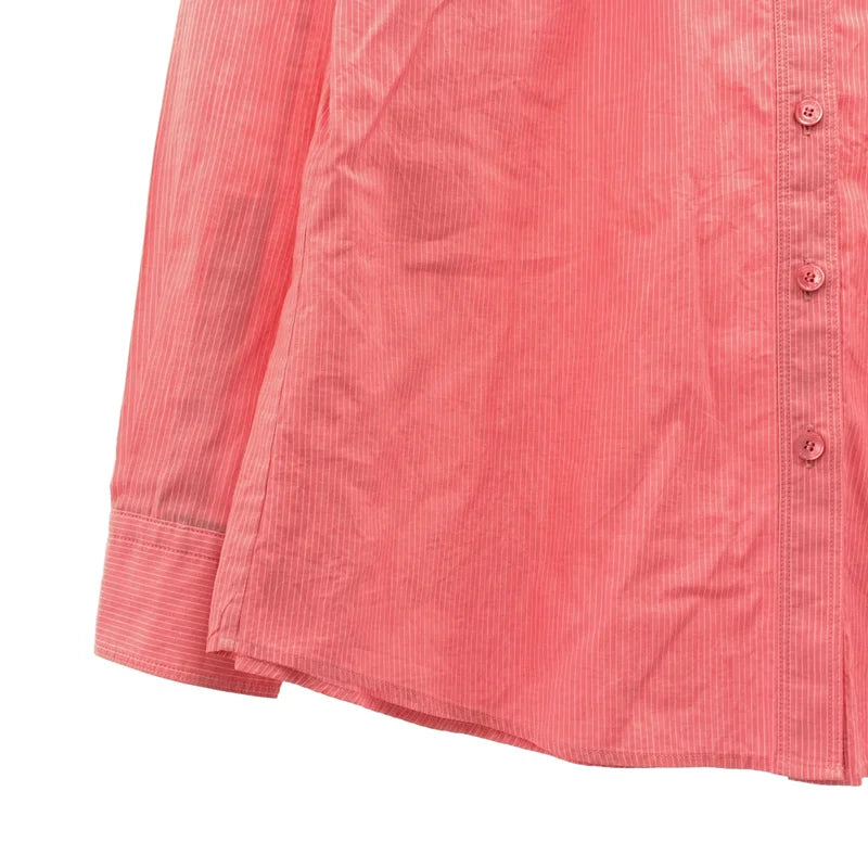 BURBERRY LONDON / バーバリーロンドン | コットン ストライプ ロゴボタン ギャザー シャツ ブラウス | 38 | レディース