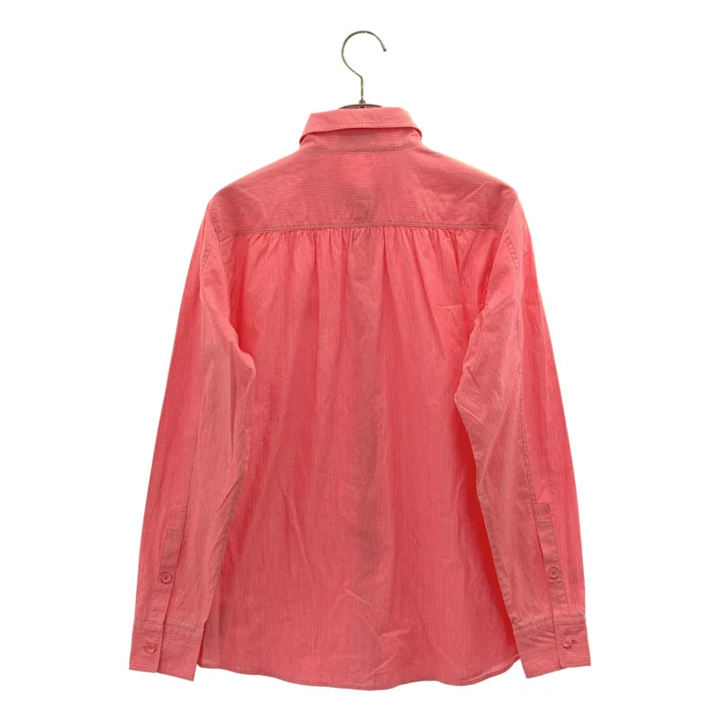 BURBERRY LONDON / バーバリーロンドン | コットン ストライプ ロゴボタン ギャザー シャツ ブラウス | 38 | レディース