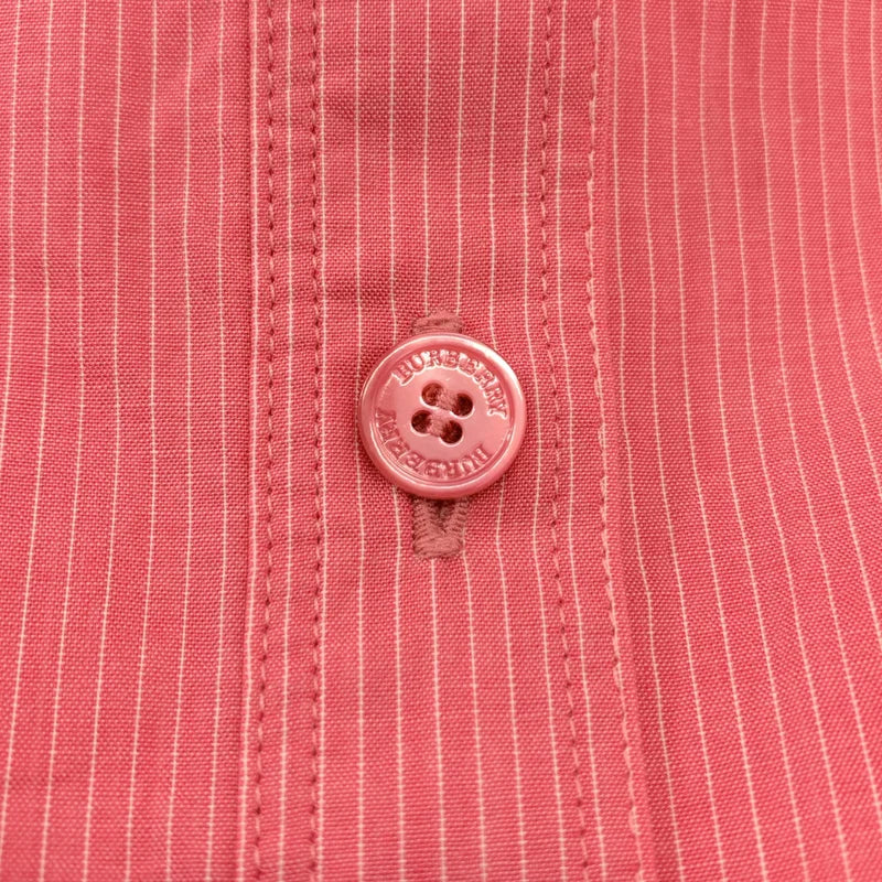 BURBERRY LONDON / バーバリーロンドン | コットン ストライプ ロゴボタン ギャザー シャツ ブラウス | 38 | レディース