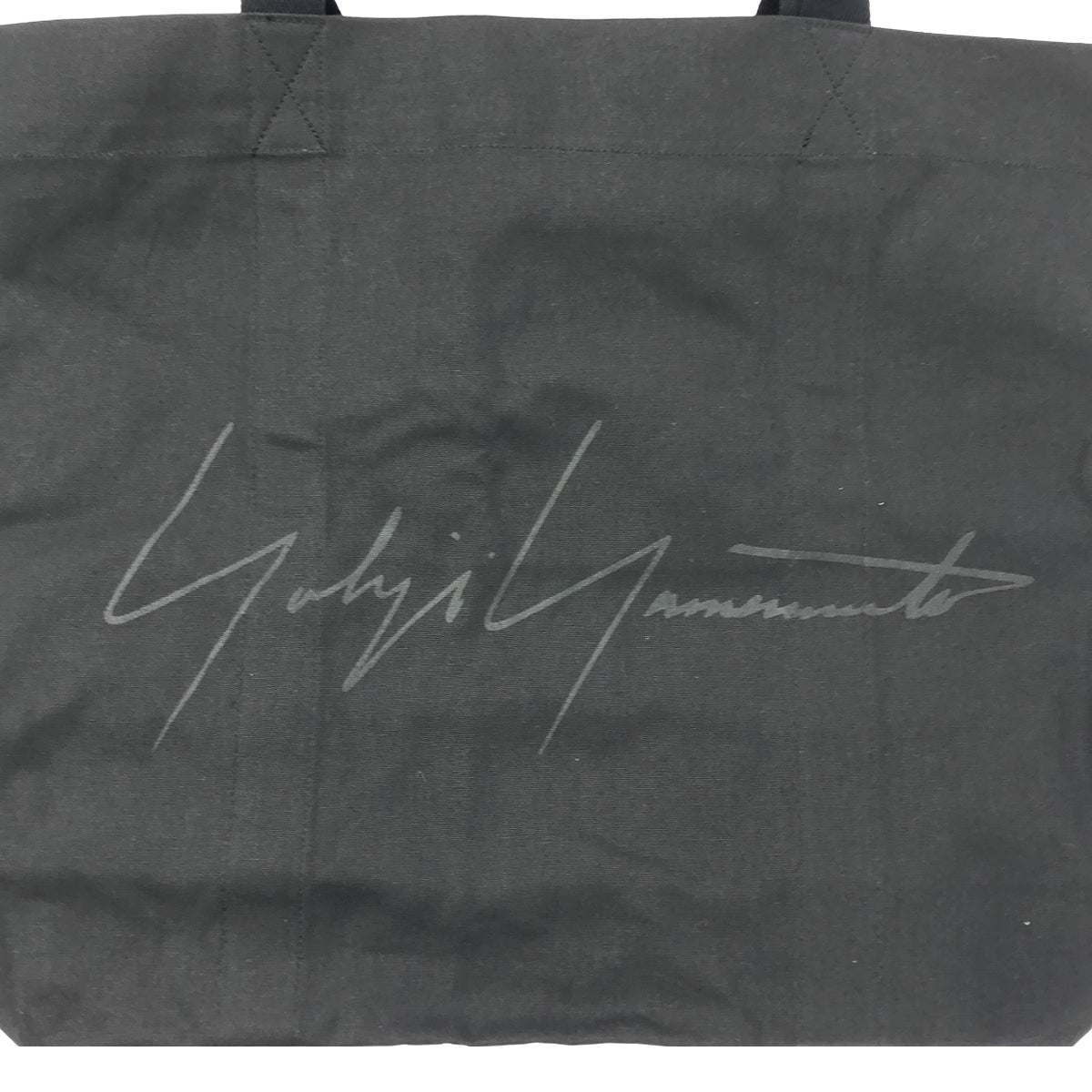 [狀況極佳] 山本耀司 | 標誌印花帆布手提包 | 黑色 | 女款