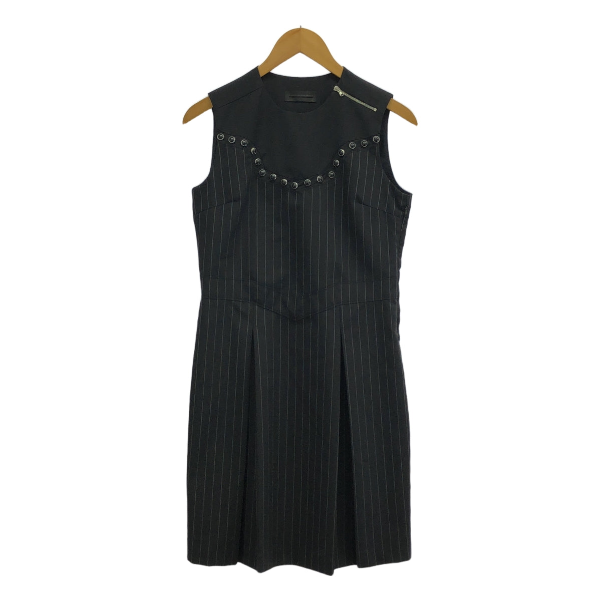 DIESEL BLACK GOLD / ディーゼルブラックゴールド | ストライプ 切替 ストーン付 ワンピース | 40 | ブラック | レディース